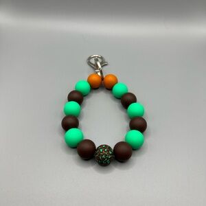 Green & Brown Beaded Keychain - Handmade K0248C